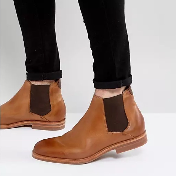 NIB H by Hudson Tonti brown tan leather Chelsea boots size 44/UK10/US11 - Picture 5 of 7